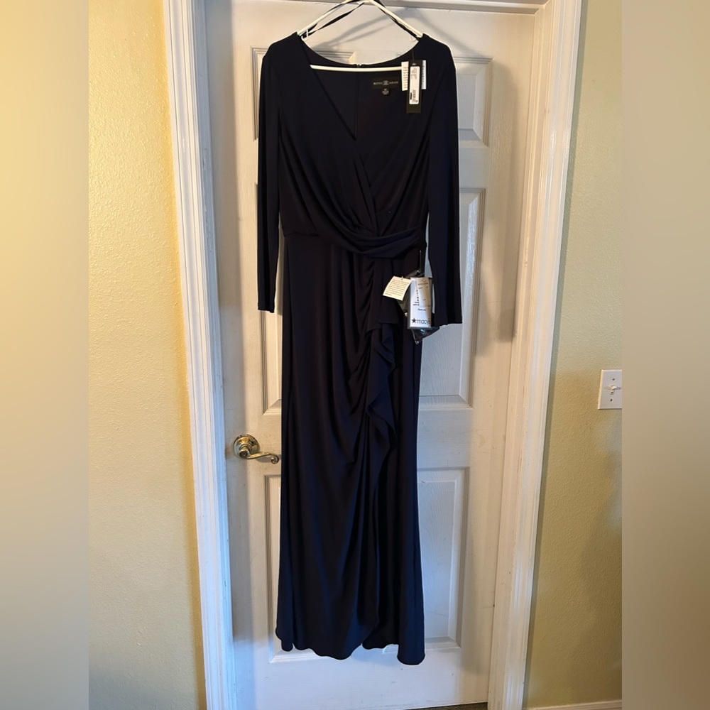 Navy blue formal or evening dress size 12. Great for winter wedding guest.